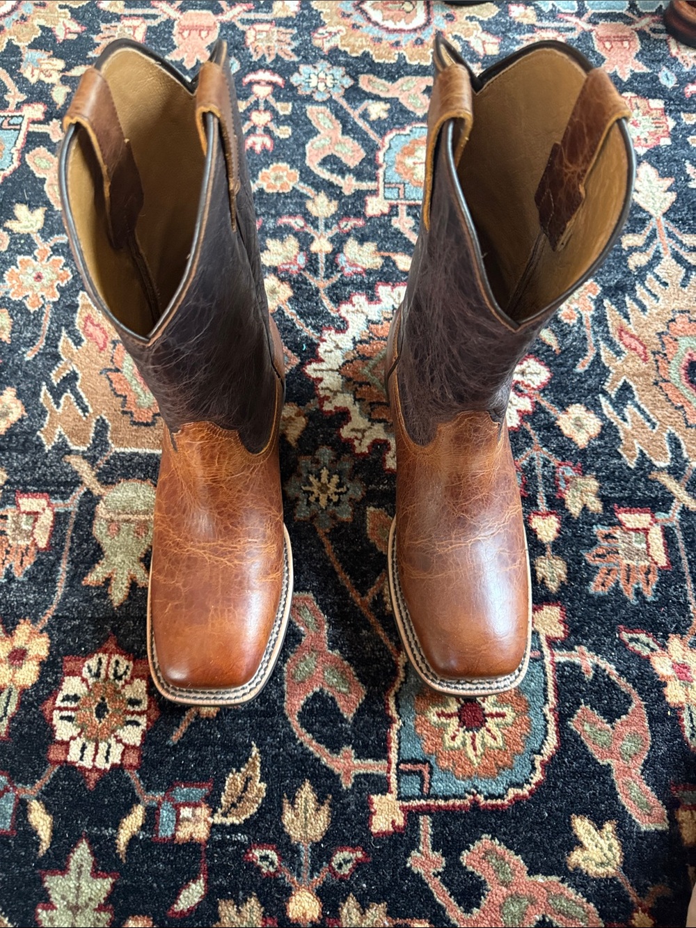 Frye /Cole Hauser Two-Tone Brown Leather Cowboy Boots